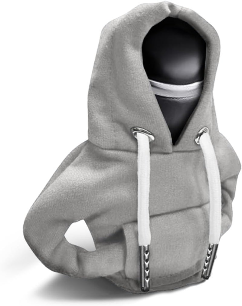 Lecctso Car Shift Knob Hoodie, Fashionable Sweater Hoodie Auto Gear Shift Knob Protector, Universal Car Interior Accessories Funny Car Shift Knob Cover for Car Truck SUV (Grey) - Image 1